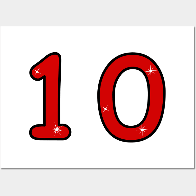 tenth, ten, 10, number ten, 10 years, 10 year old, number 10,  Numeral 10, 10th birthday gift, 10th birthday design, anniversary, birthday, anniversary, date, 10th grade Wall Art by grafinya